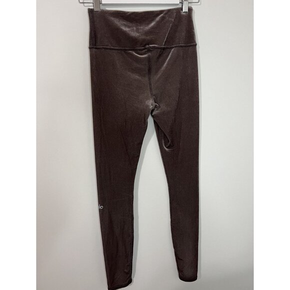 Alo Yoga Posh Leggings In Velvet Velour Purple High Waist Full Length Size S - Picture 4 of 6